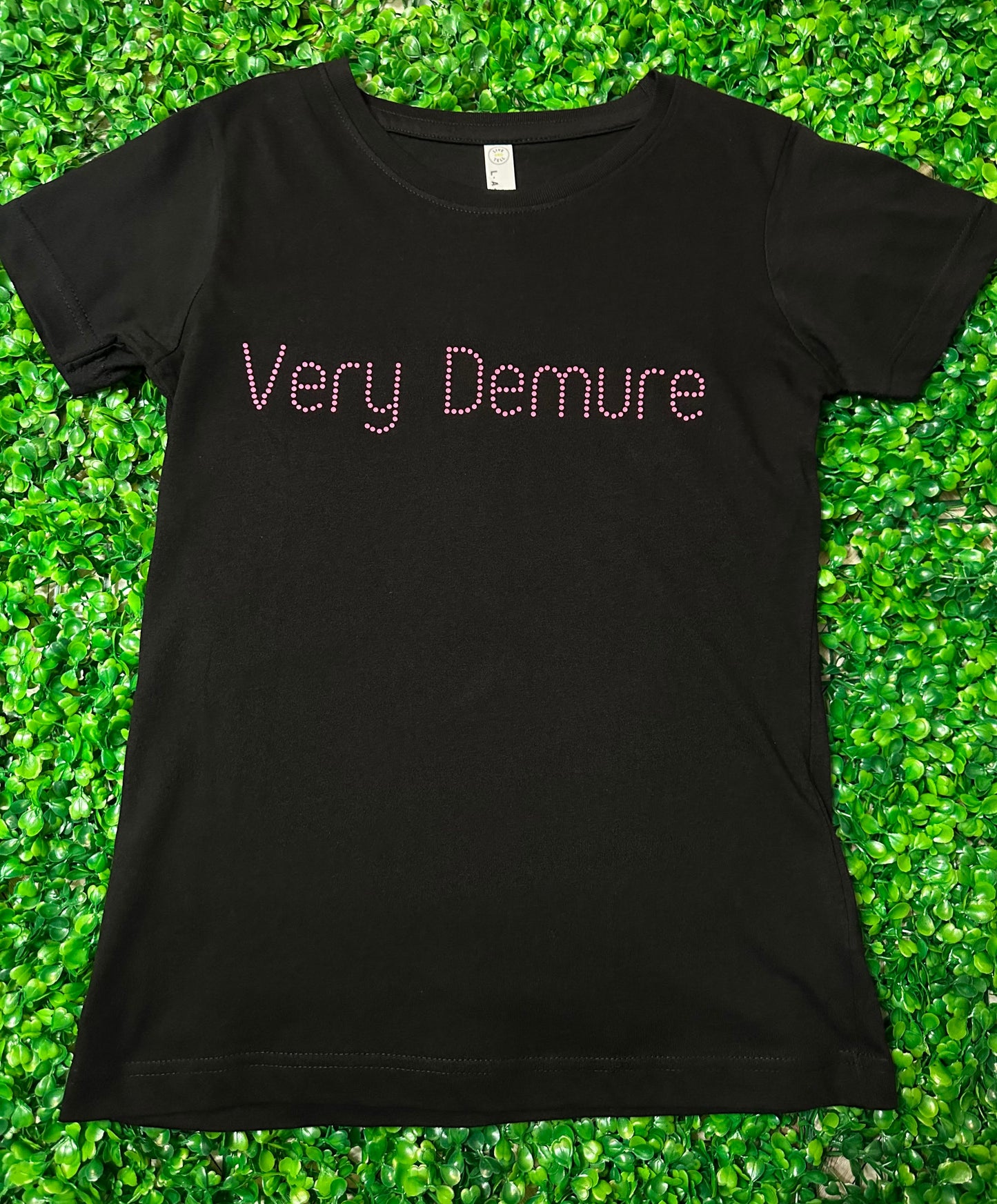 Very Demure Tee Pink Rhinestones